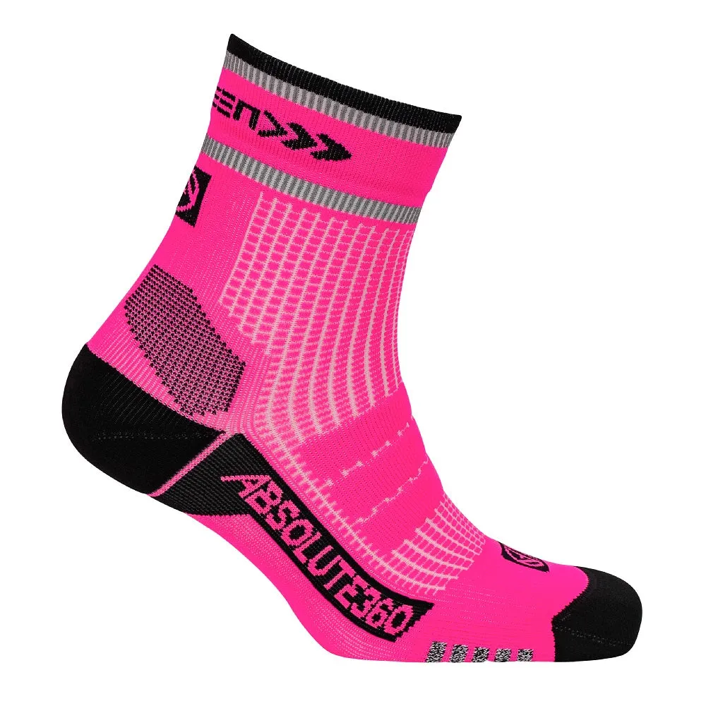 ABSOLUTE360 [BE SEEN] Performance Running Socks - Quarter - Pink