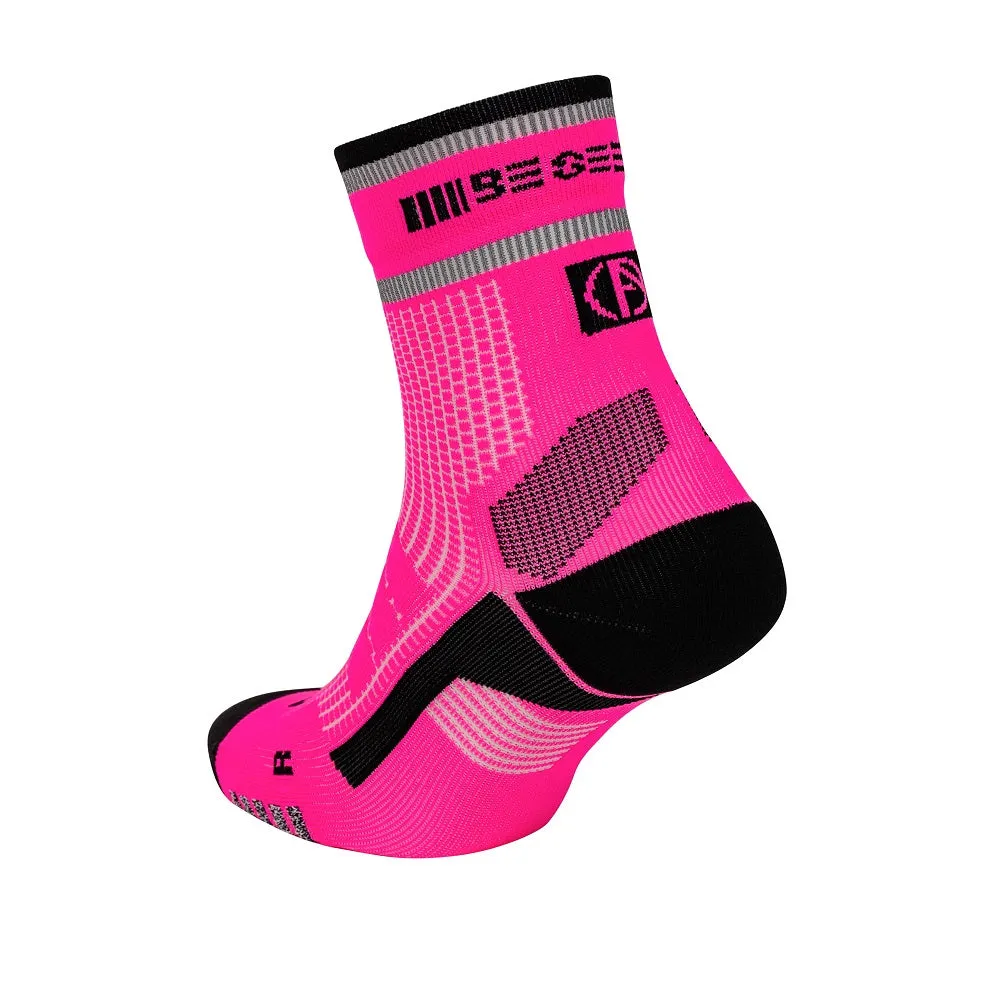 ABSOLUTE360 [BE SEEN] Performance Running Socks - Quarter - Pink