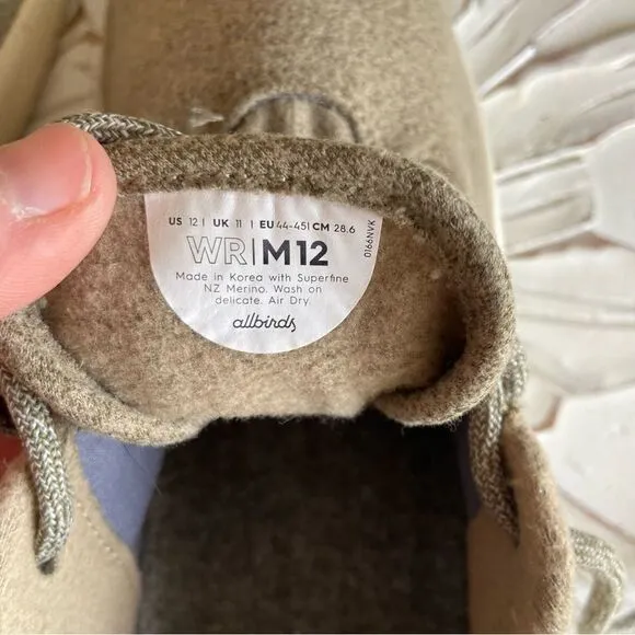 Allbirds Mens Wool Runner Tan Running Shoes Size 12