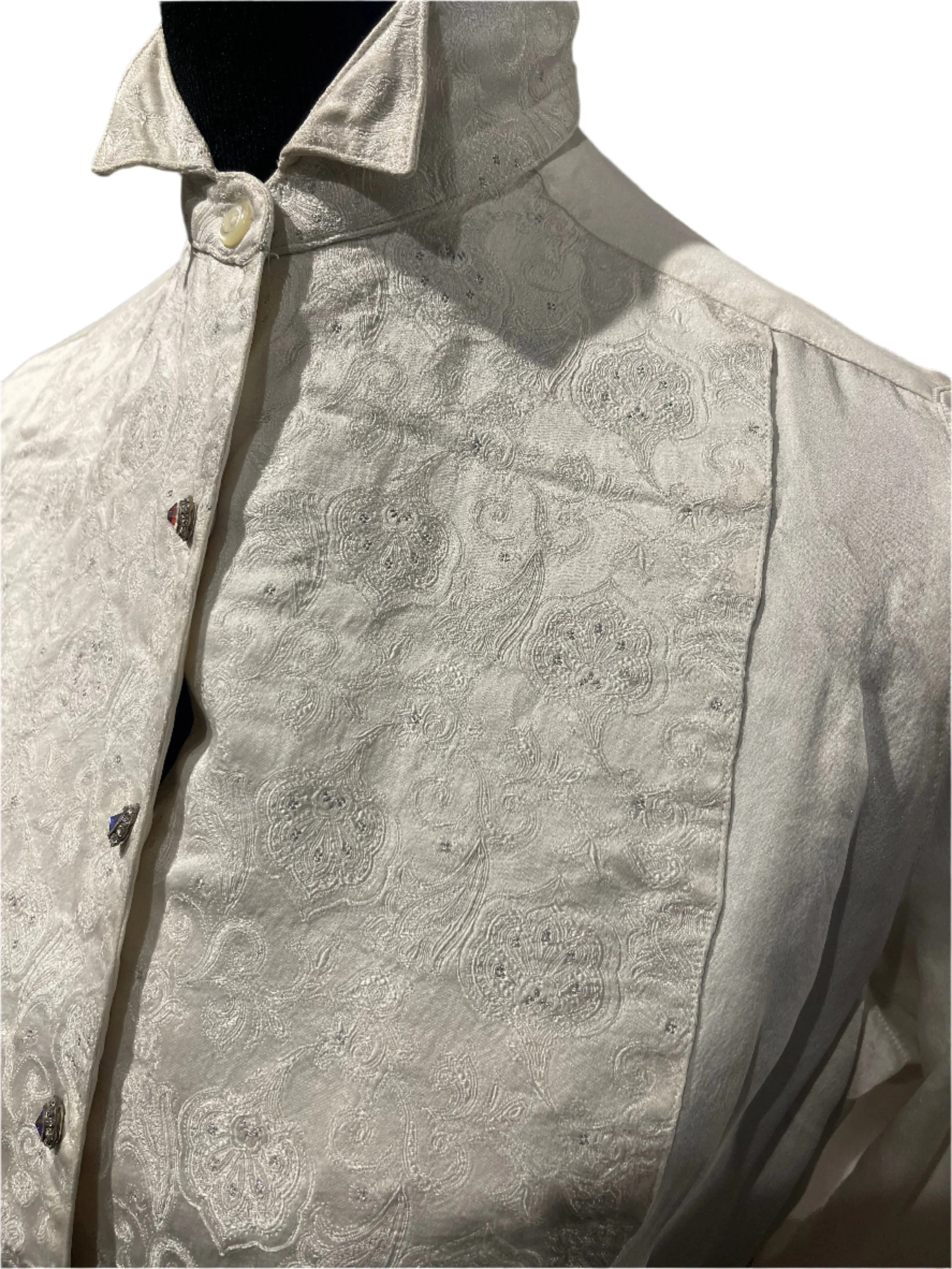 DeRegnaucourt Cream Brocade Formal Shirt