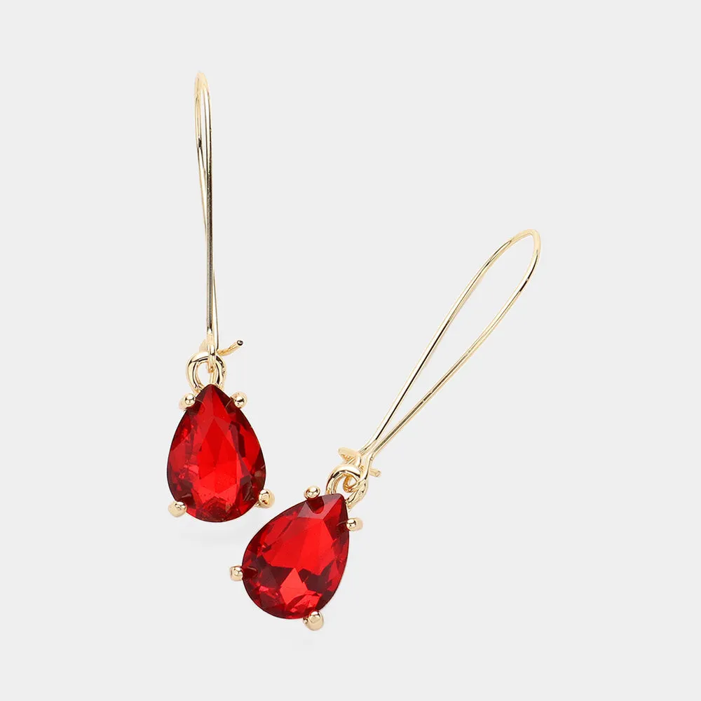 Elegant Red Teardrop Dangle Pageant Earrings  | Formal Earrings |  638115