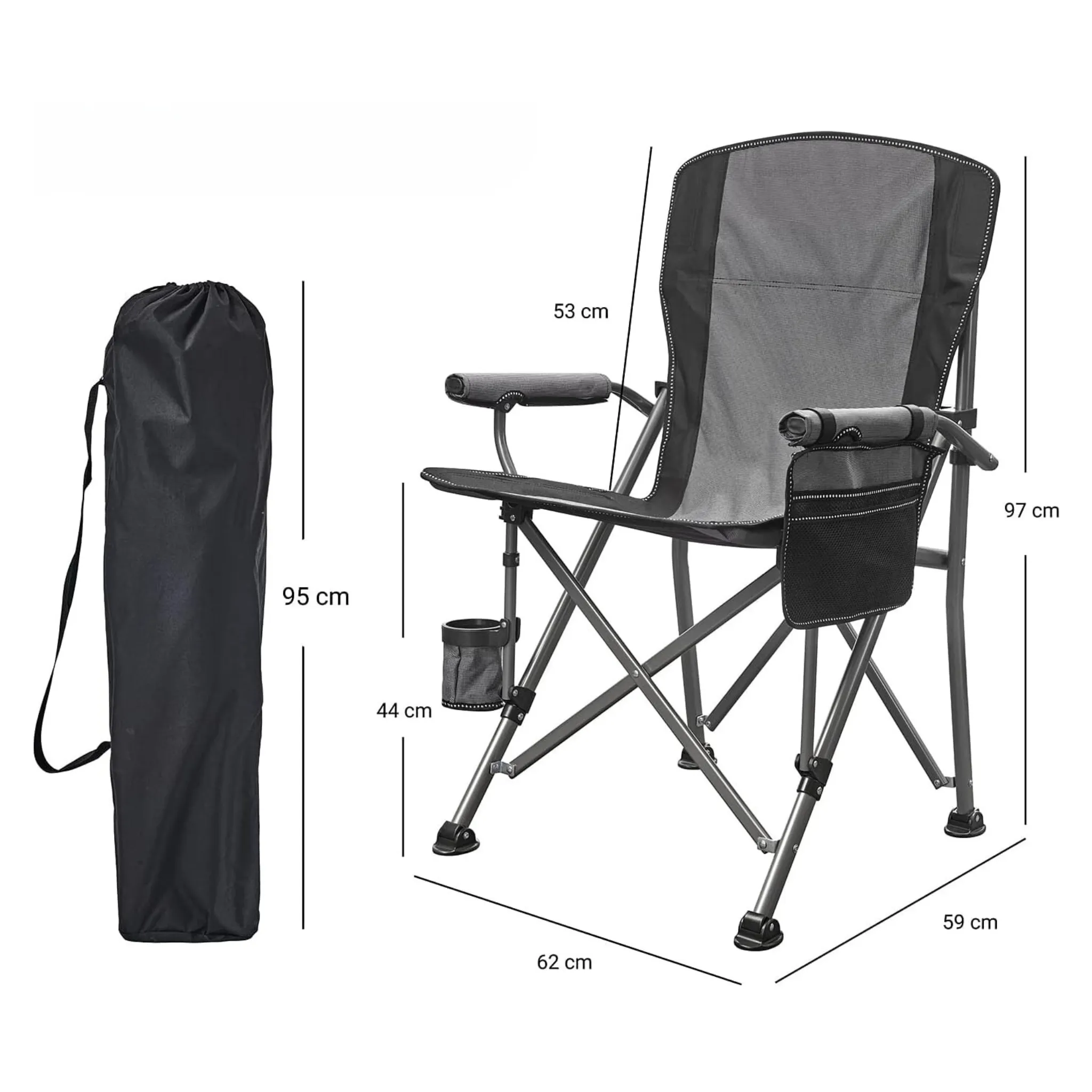 Extra-Large Portable Camping Chair with Canopy Shade Lightweight, Durable, Heavy-Duty Folding Indoor Outdoor Boss Chair