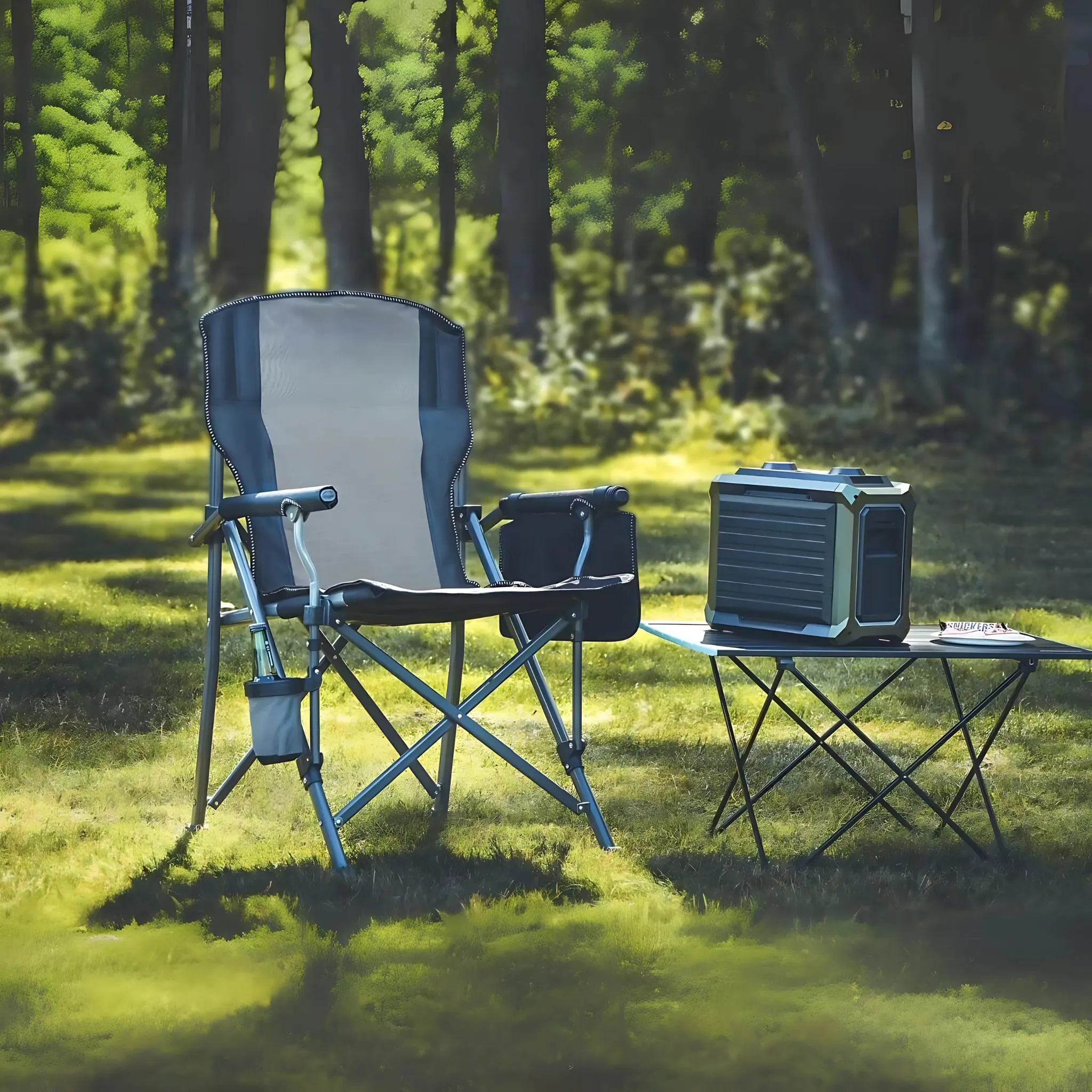Extra-Large Portable Camping Chair with Canopy Shade Lightweight, Durable, Heavy-Duty Folding Indoor Outdoor Boss Chair