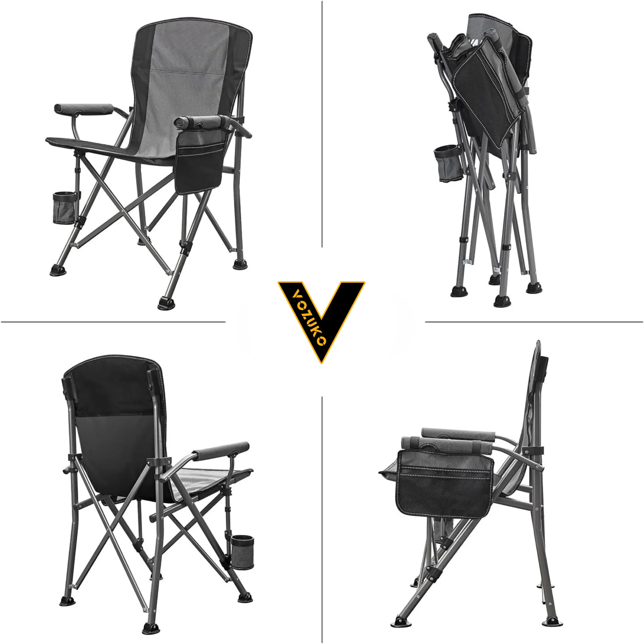Extra-Large Portable Camping Chair with Canopy Shade Lightweight, Durable, Heavy-Duty Folding Indoor Outdoor Boss Chair