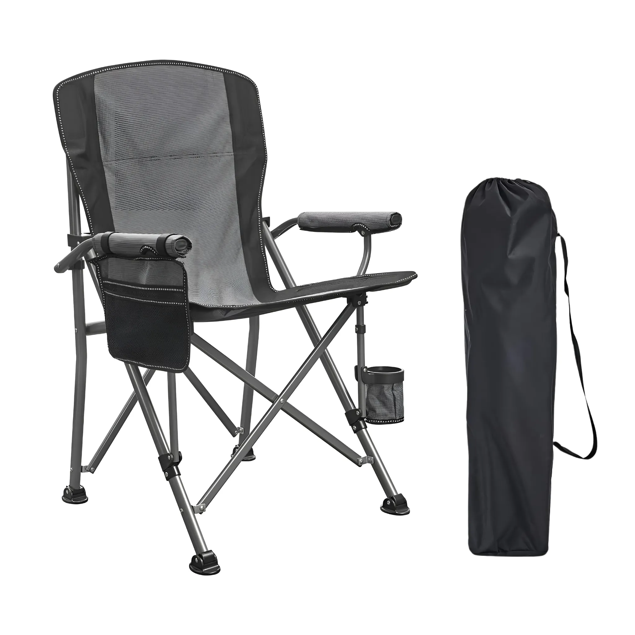 Extra-Large Portable Camping Chair with Canopy Shade Lightweight, Durable, Heavy-Duty Folding Indoor Outdoor Boss Chair