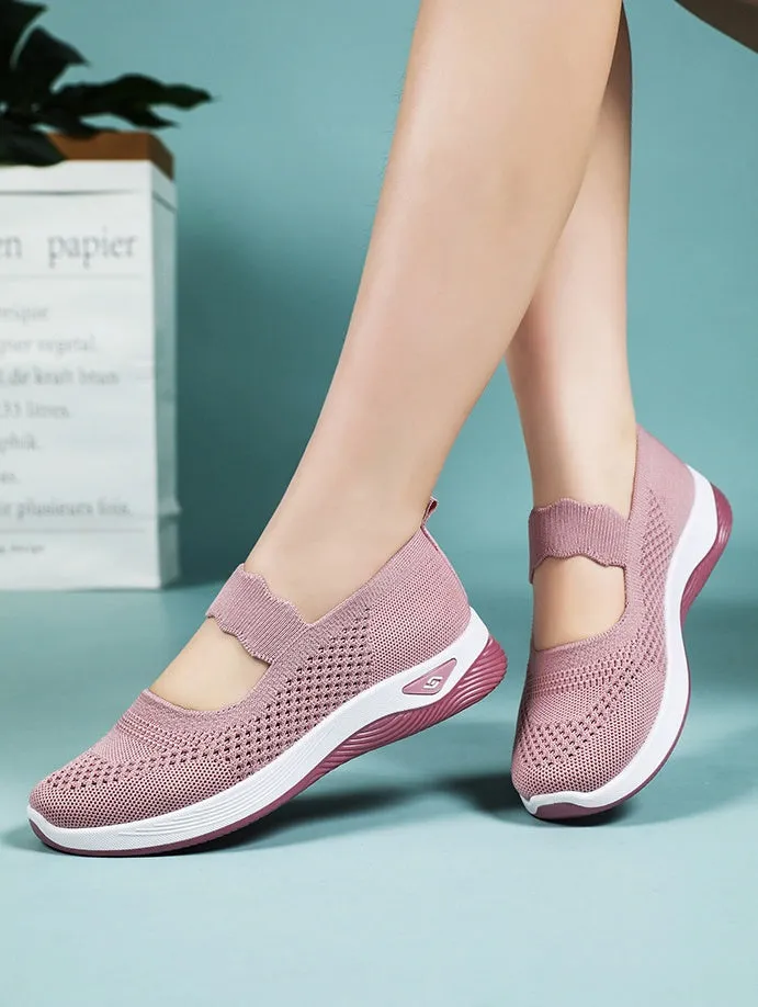 Fashionable Minimalist Women's Sneakers with Solid Circular Pattern Outsole