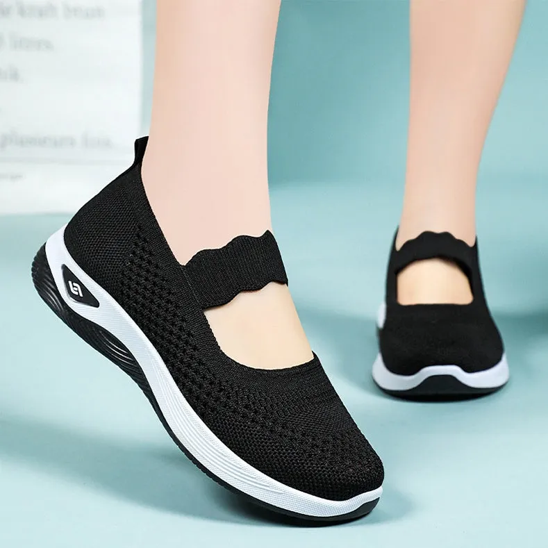 Fashionable Minimalist Women's Sneakers with Solid Circular Pattern Outsole