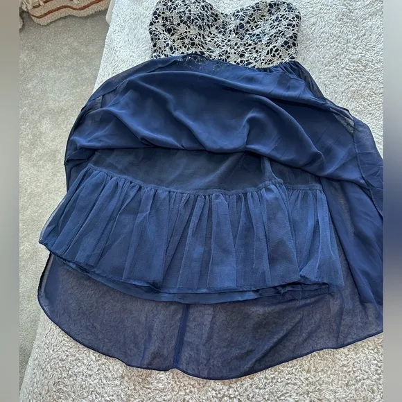 GB Gianni Bini Navy Blue Formal Dress, Small, High-Low Hem, Hoco, prom, formal