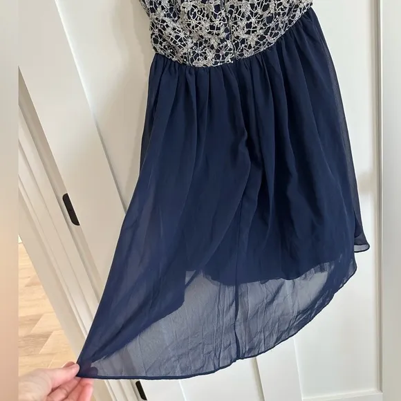 GB Gianni Bini Navy Blue Formal Dress, Small, High-Low Hem, Hoco, prom, formal