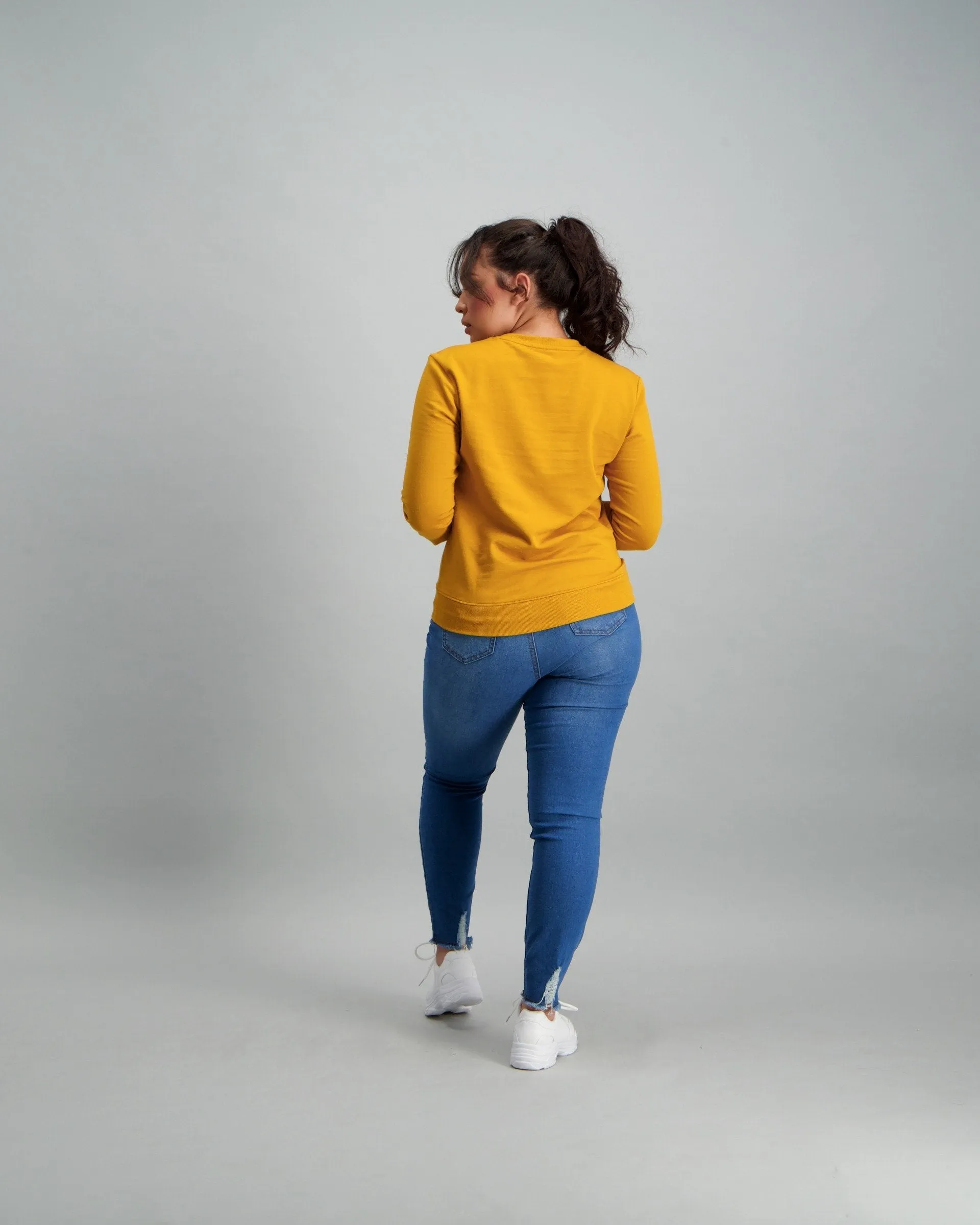 Ladies Thrive Slogan Flocked Top - Mustard