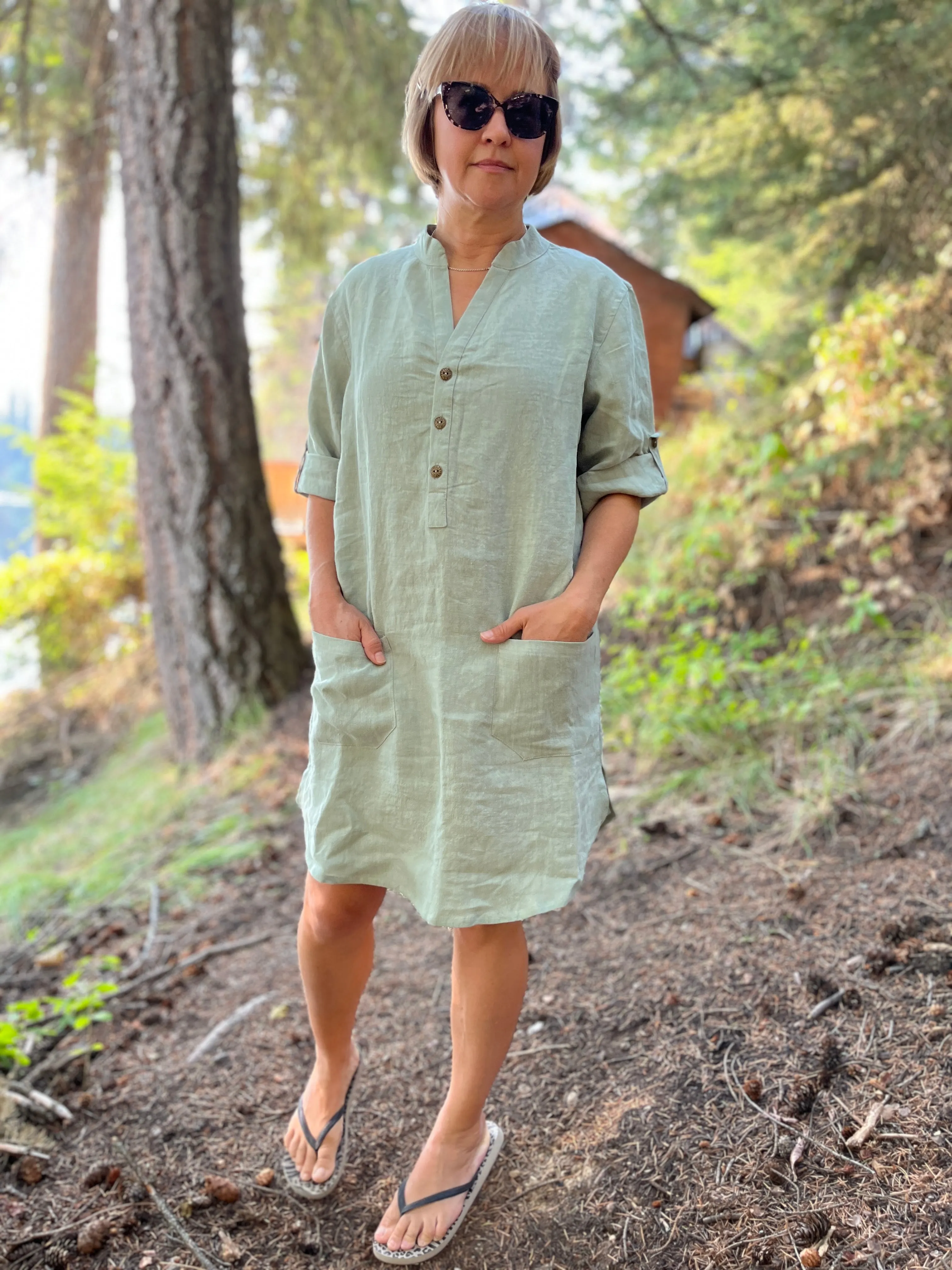 Linen Shirt Dress (Short Version)