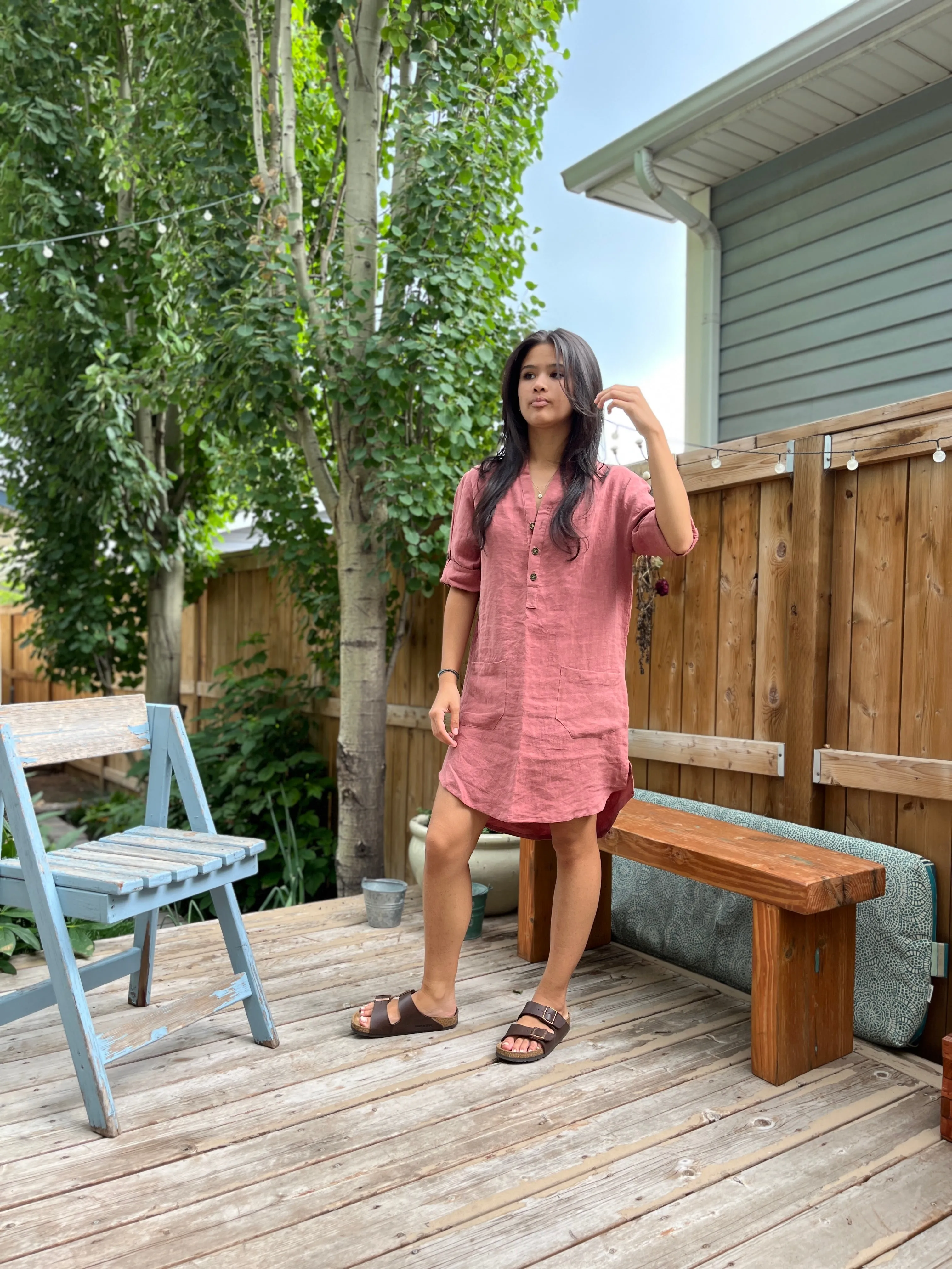 Linen Shirt Dress (Short Version)