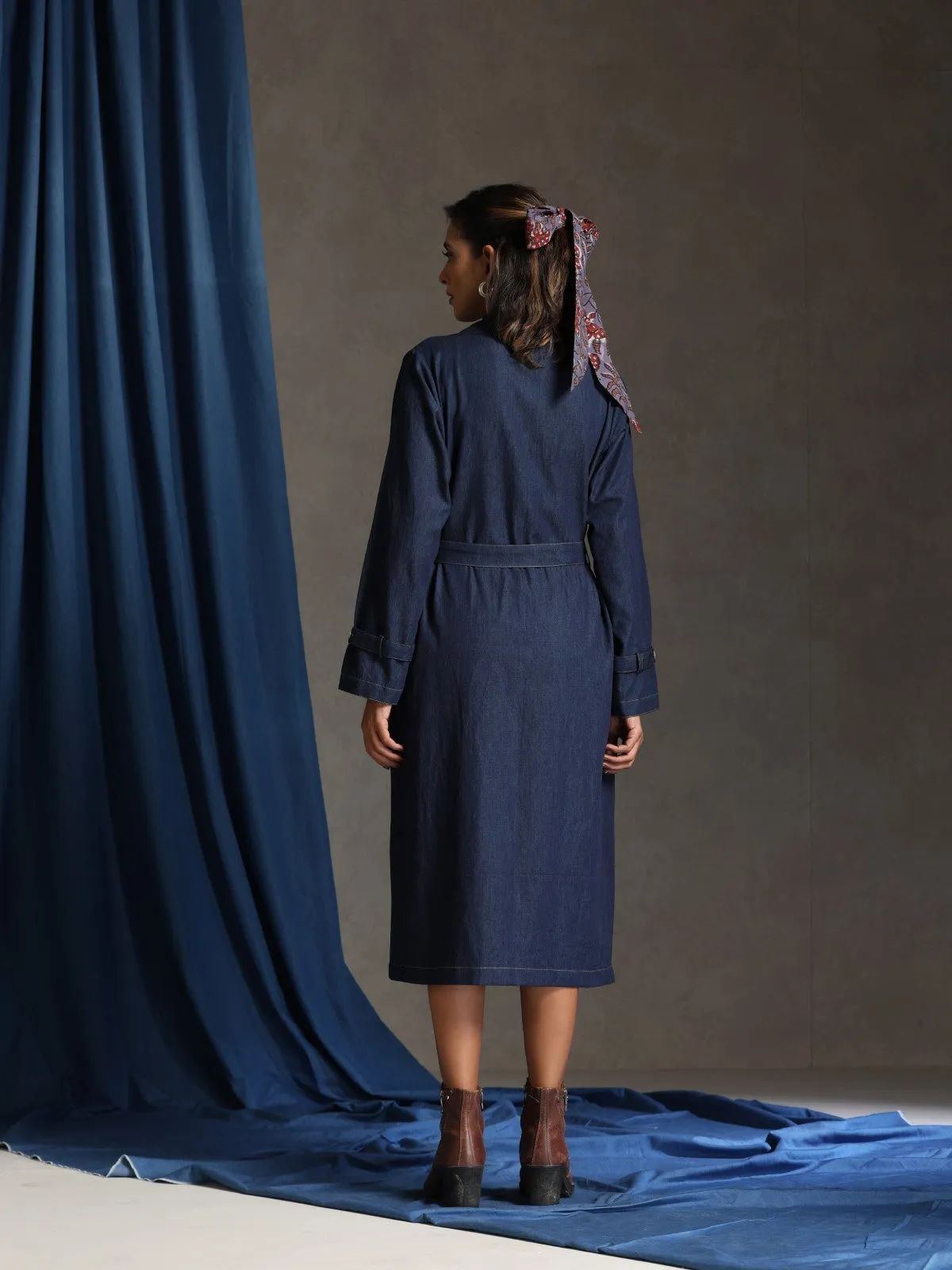 Nomad- Jacket/ Coatdress with fabric tie up belt