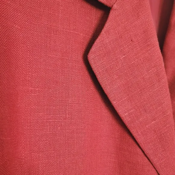 Red Linen Blend Blazer Long Sleeves Top Tailored Size 8/10 Red‎ Sophisticate
