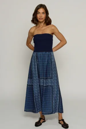 Tube Dress With Woven Skirt