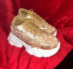 Twilight rose gold embroidered sneakers